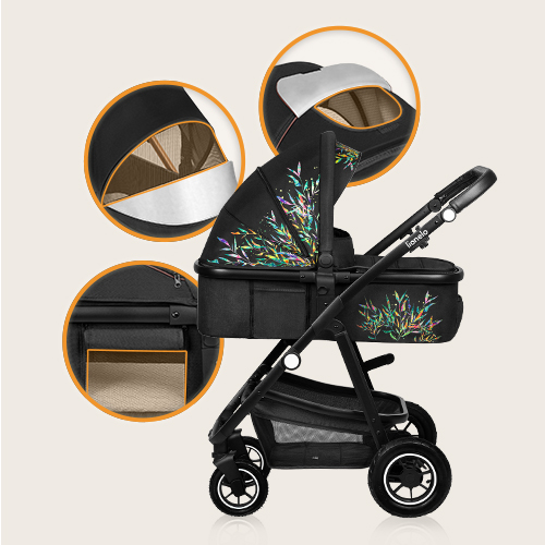 lionelo Amber 3 w 1 Black Silver — Wózek wielofunkcyjny